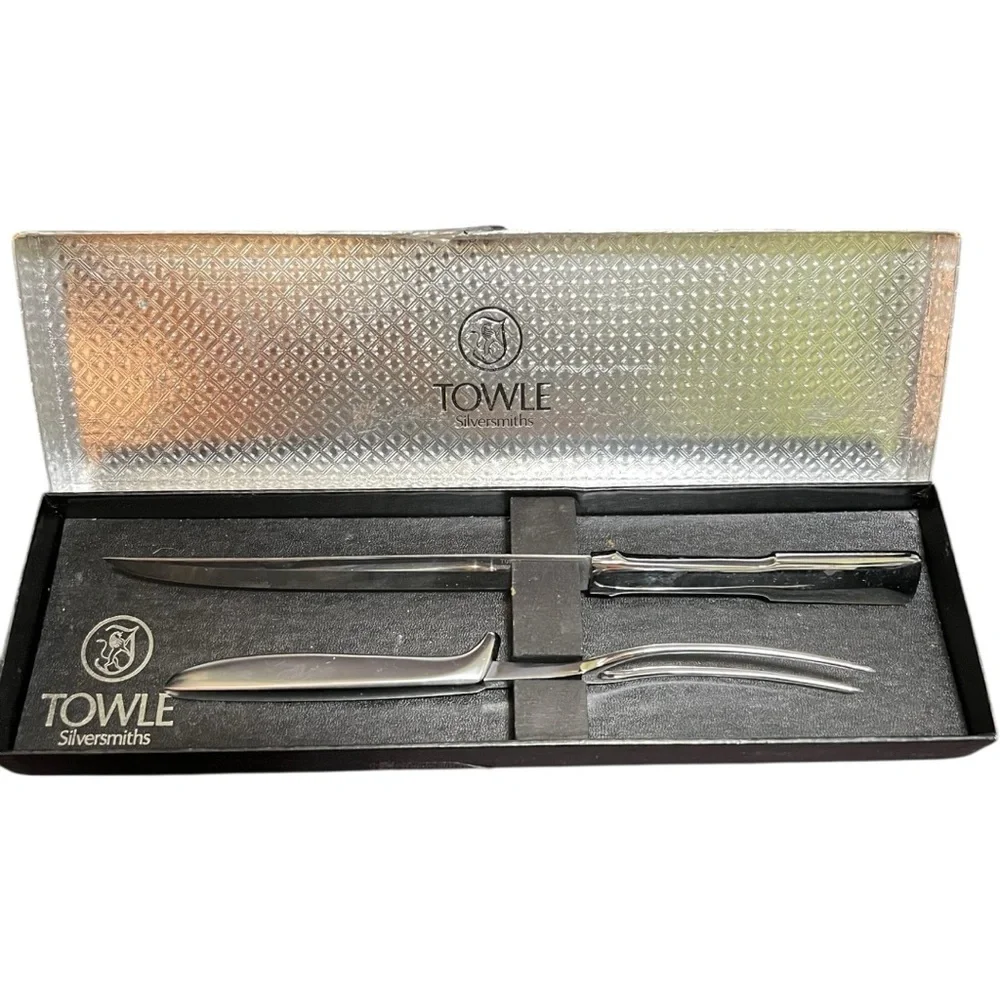 Vintage Towle Silversmiths Stainless Steel Carving Set